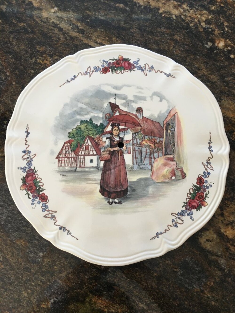 VTG Sarreguemines Obernai Henri Loux French Faience Ceramic Cake Tier